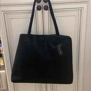 NWT vegan 2-1 leather shoulder tote-black